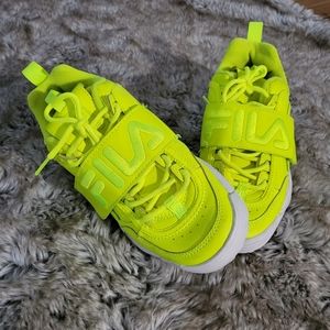 Fila Disruptor 2 Applique Neon Velcro Strap Sneakers Women's Size 6.5